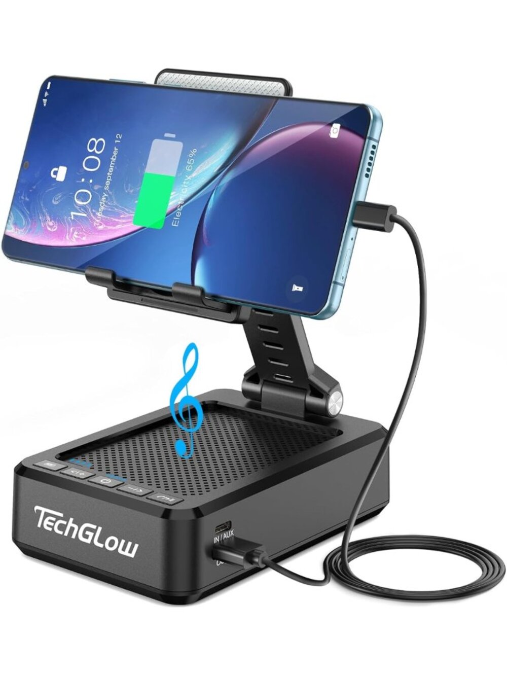 Foldable Cell Phone Stand with Bluetooth Speaker & Charger - Cool Tech Gift for